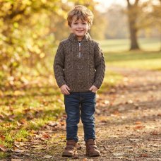 NTX008: Boys Cable Knit Jumper- Brown (12 months- 7 Years)